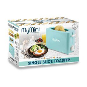 MyMini Single Slice Toaster – Aqua | Compact Single Slot, 500W, Retro Style